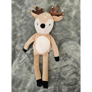 Jingles & Joy Christmas Reindeer Stuffed Plush Toy with Bells Antlers Brown 18''